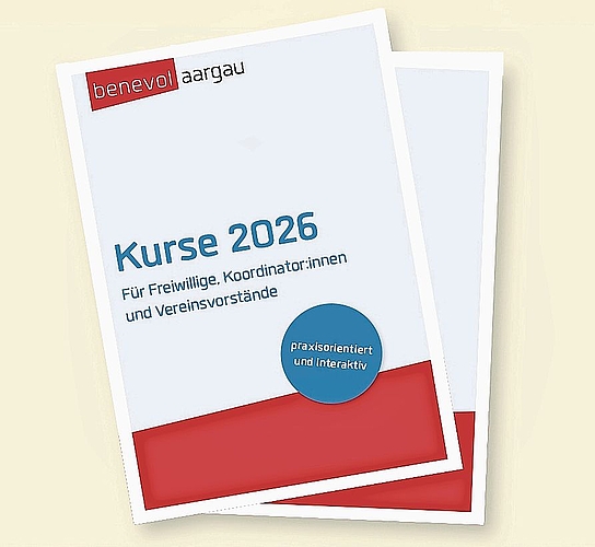 Titelseite der Kursprogramme 2026. Bild: benevol Aargau Titelseite der Kursprogramme 2026. Bild: benevol Aargau
