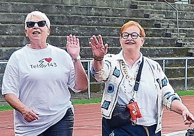 Die ehemalige und die neue Präsidentin (rechts) gemeinsam am Rotarylauf.Bild: zvg