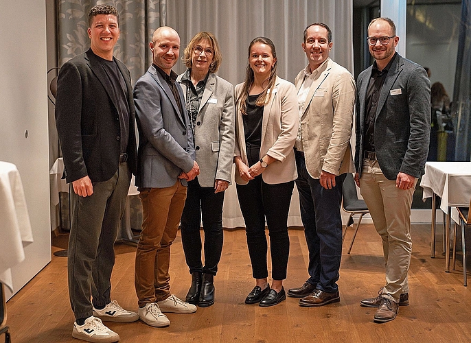 Der Vorstand des Gewerbeverbands Aarau (von links): Yanik Hochuli, Mathias Baumberger, Danièle Zatti, Jael Schmid, Präsident Fabian Koch und Dominic Studer. Bilder: GVA