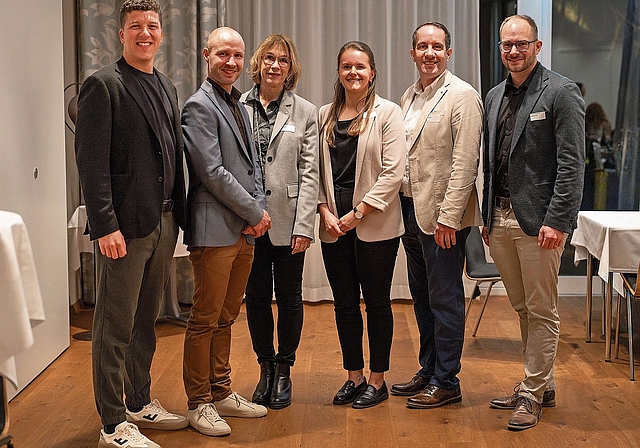 Der Vorstand des Gewerbeverbands Aarau (von links): Yanik Hochuli, Mathias Baumberger, Danièle Zatti, Jael Schmid, Präsident Fabian Koch und Dominic Studer. Bilder: GVA