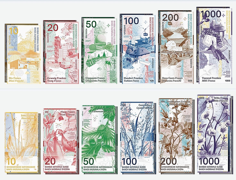 Der siegreiche Entwurf der neuen Schweizer Banknoten des Unternehmens Emphase.Bild: SNB
