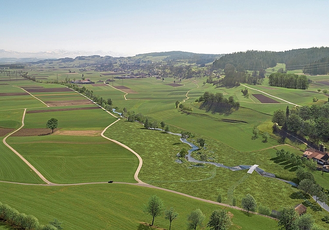 So soll die revitalisierte Suhre künftig aussehen. Auch gegen diese Aufwertung sind Einwendungen eingegangen.VISUALISIERUNG: ZVG/AG