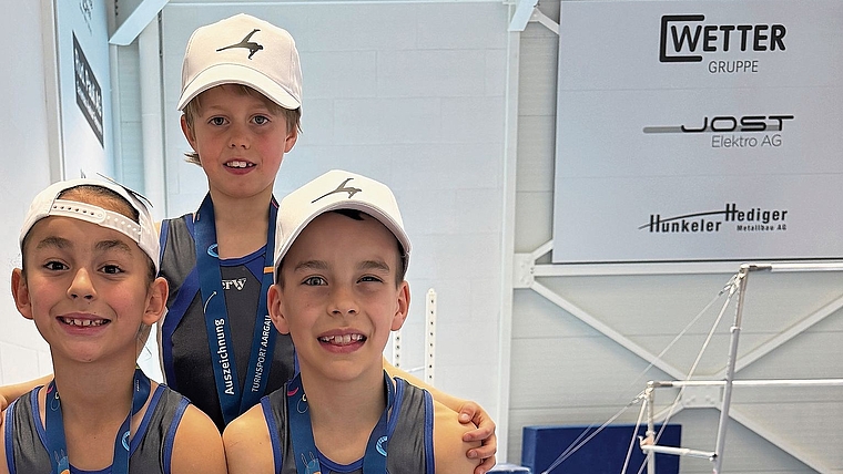 Die Turner des Programms 1 Lenny Dey Matos Camejo, Joel Lauper und Noé von Däniken überzeugten allesamt.Bild: zvg