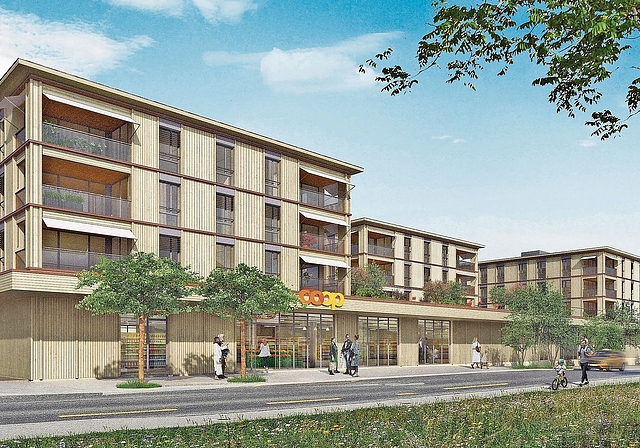 So soll der Neubau an der Schöftler Dorfstrasse nach Abschluss der Bauarbeiten aussehen.Visualisierung: MIYO Visualisierung