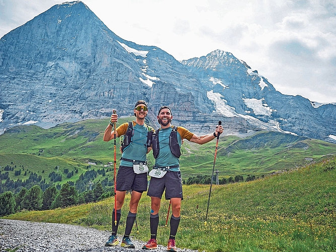 Fabian Hauri und Lukas Morgenthaler bringen sich beim Eiger Ultratrail E101 über 102 km im Juli 2025 in Form. Fabian Hauri und Lukas Morgenthaler bringen sich beim Eiger Ultratrail E101 über 102 km im Juli 2025 in Form.