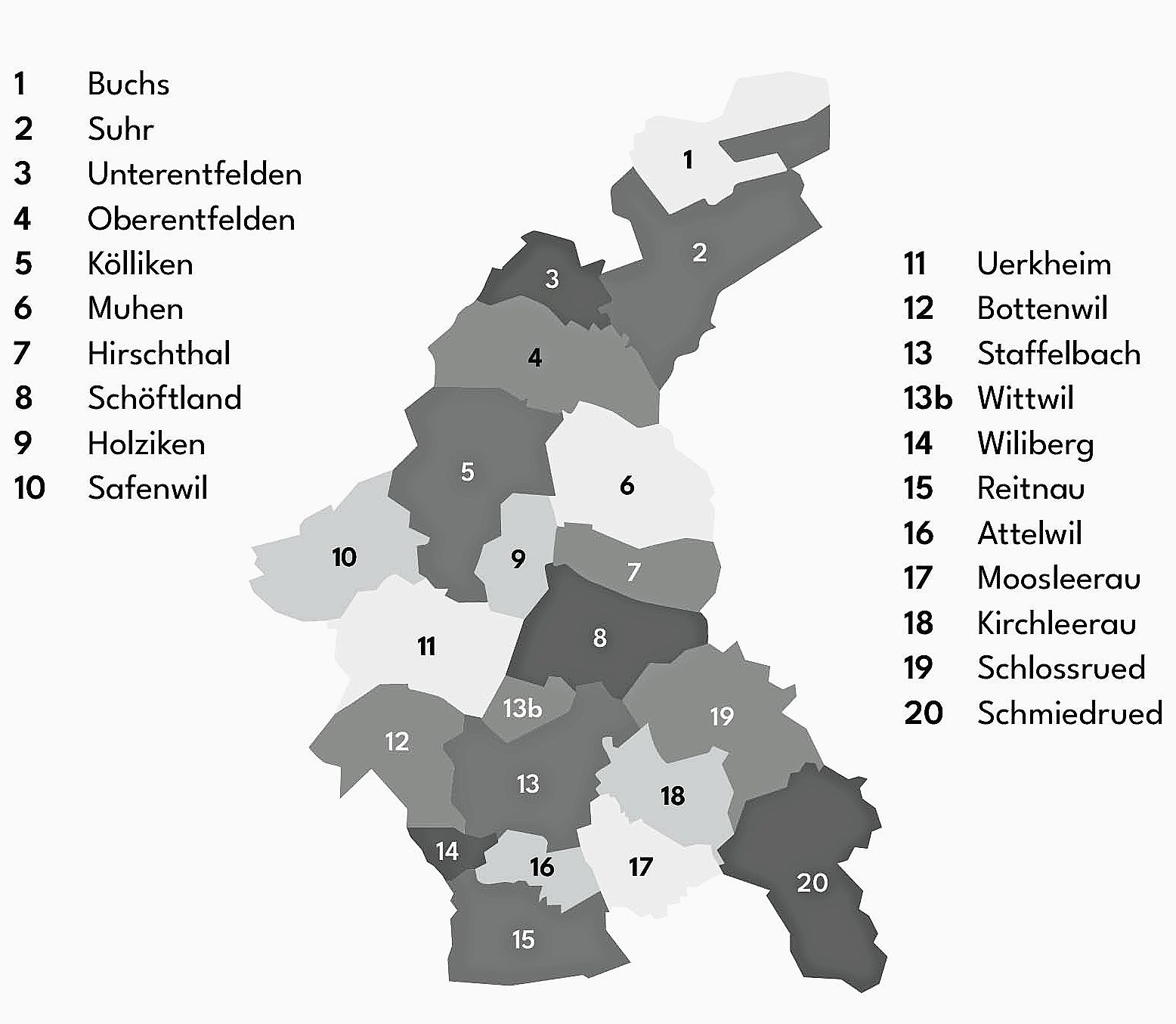 Das Suhrental: Unternehmen aus diesen Gemeinden können nominiert werden.Bild: STU