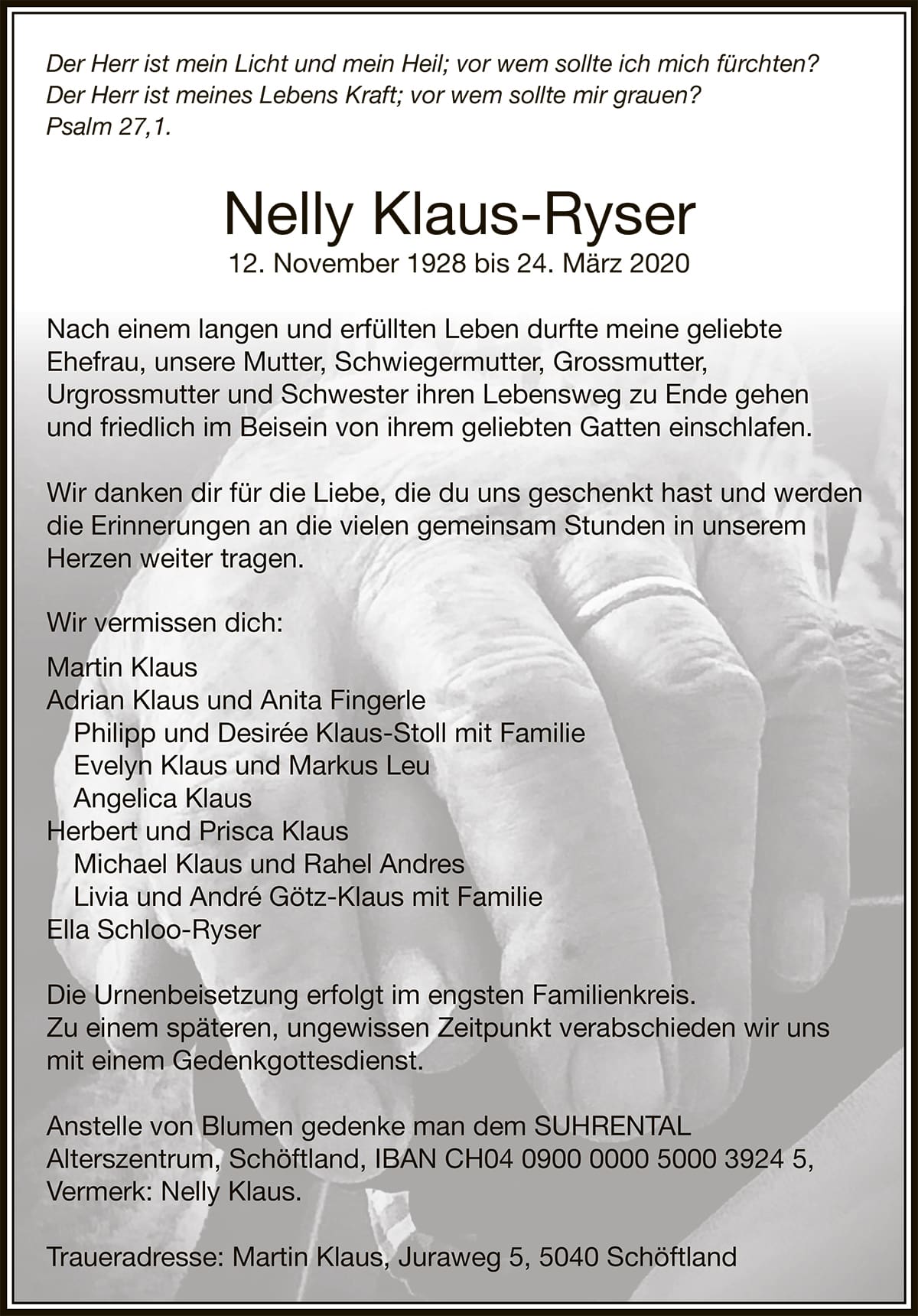 Nelly Klaus-Ryser, 1928 | Der Landanzeiger