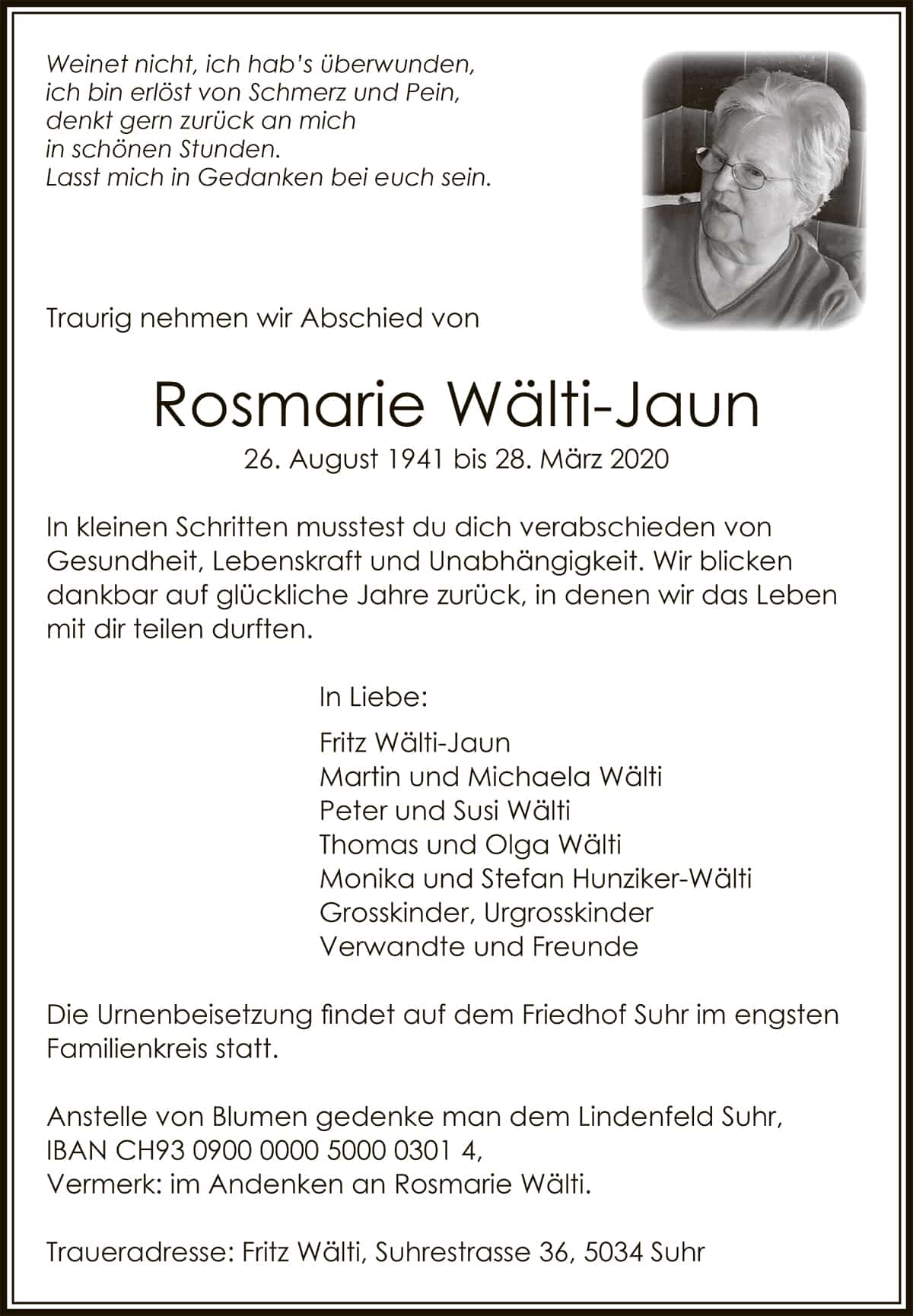 Rosmarie Wälti-Jaun, 1941 | Der Landanzeiger
