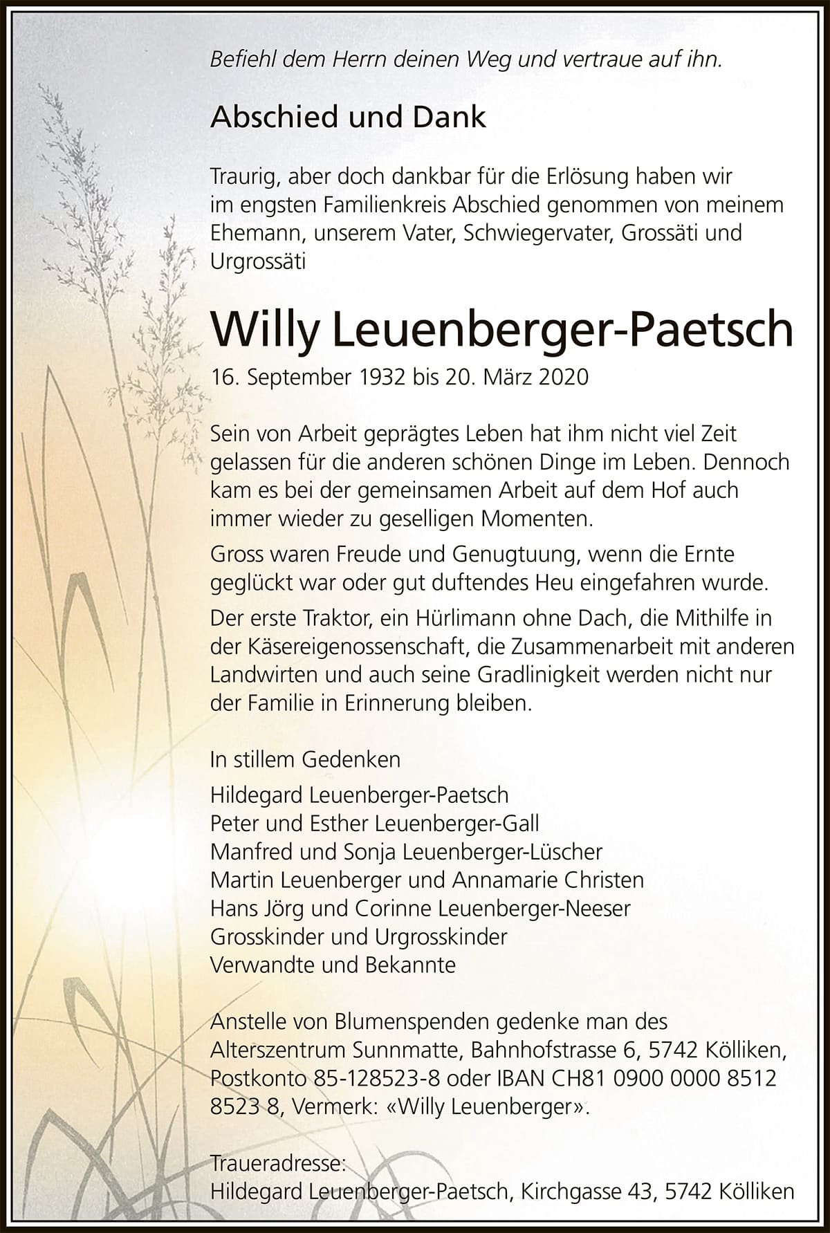 Willy Leuenberger-Paetsch, 1932 | Der Landanzeiger