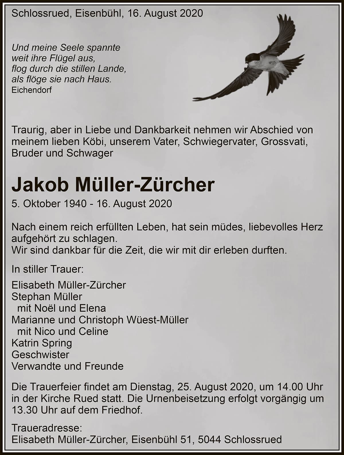 Jakob Müller-Zürcher 1940 | Der Landanzeiger