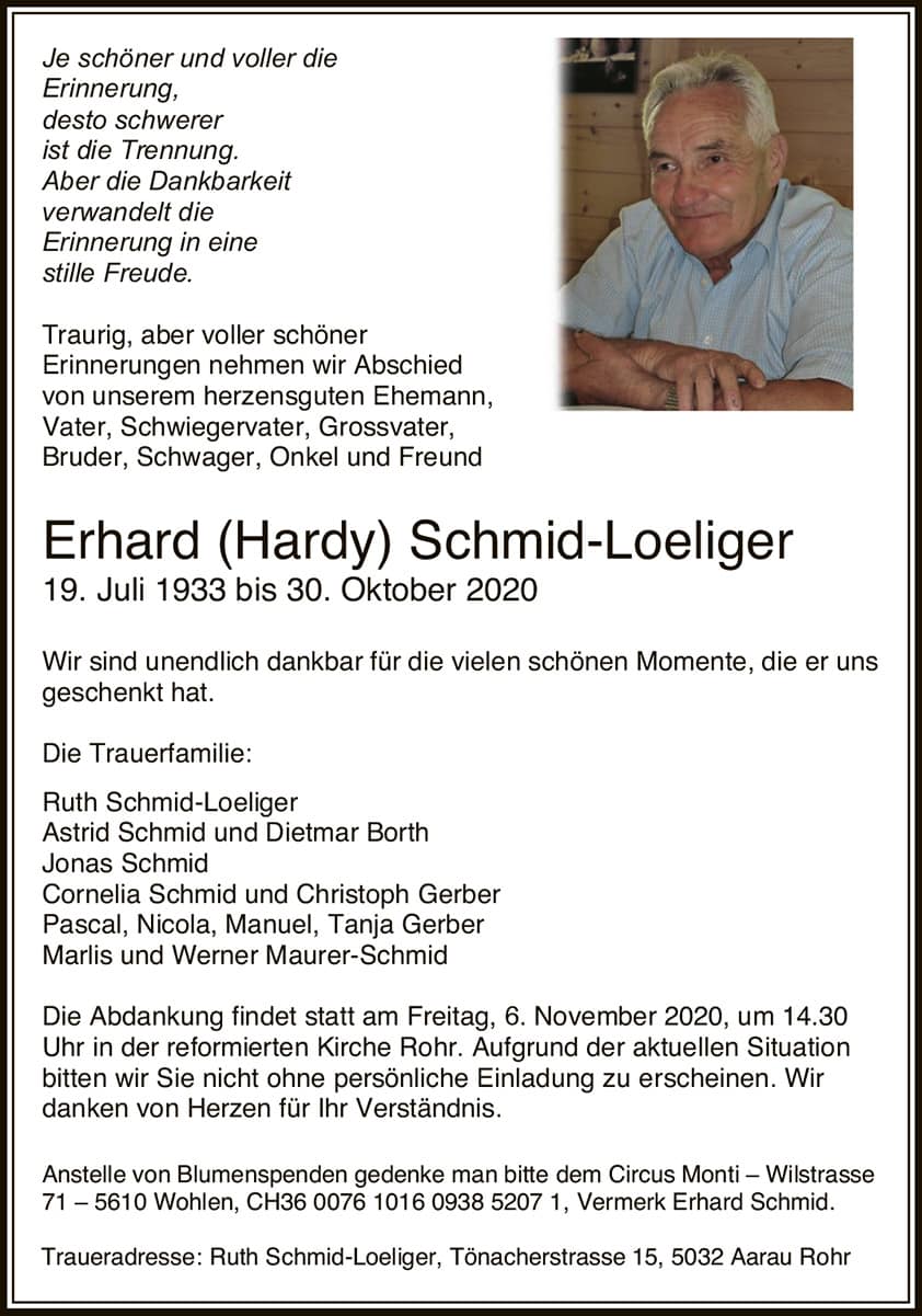 Erhard (Hardy) Schmid-Loeliger 1933 | Der Landanzeiger