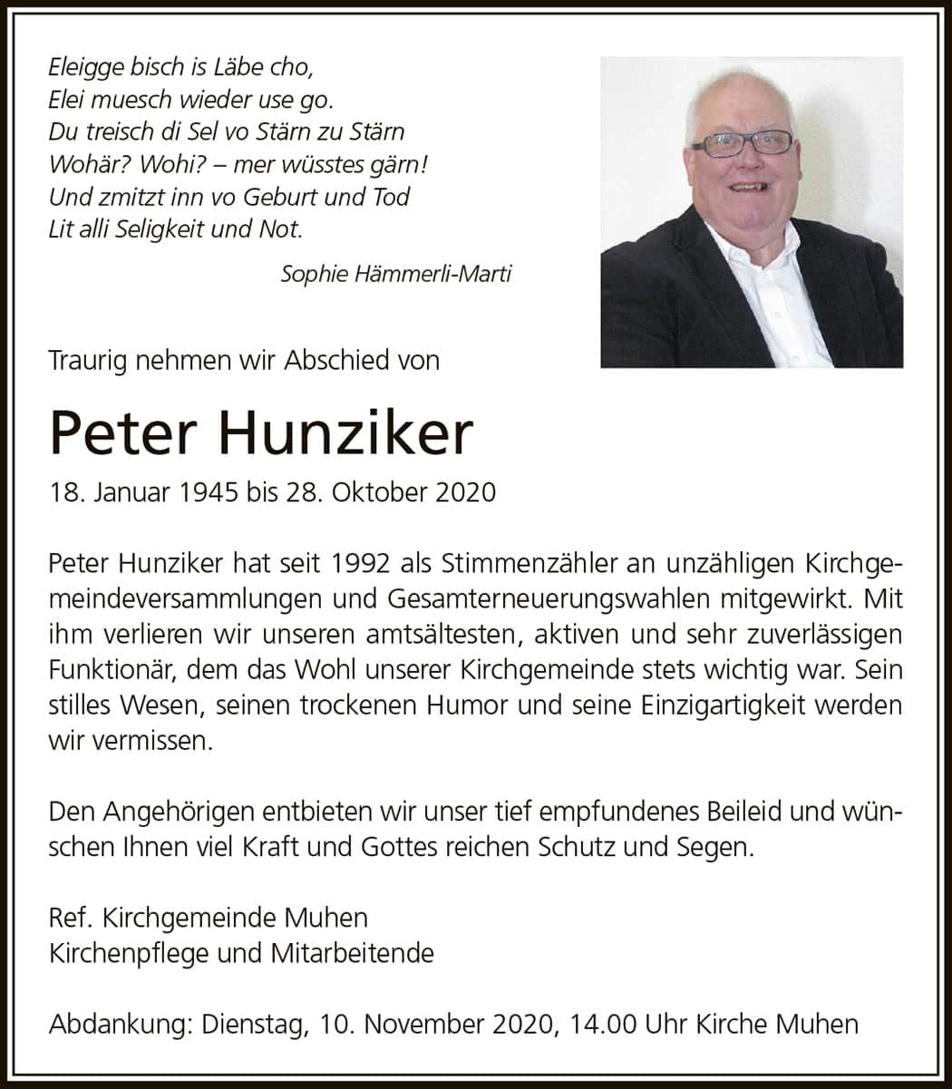 Peter Hunziker | Der Landanzeiger