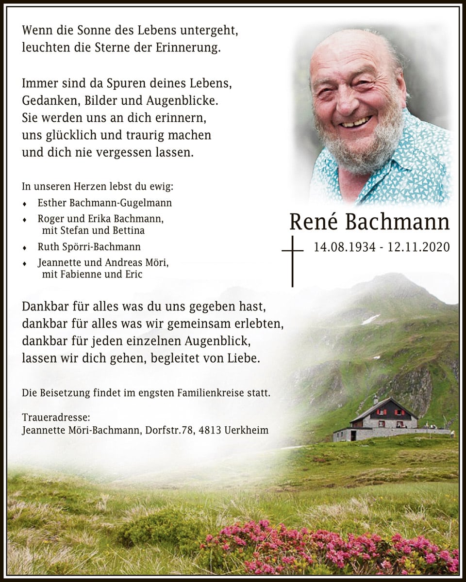 Todesanzeige René Bachmann 1934 | Der Landanzeiger