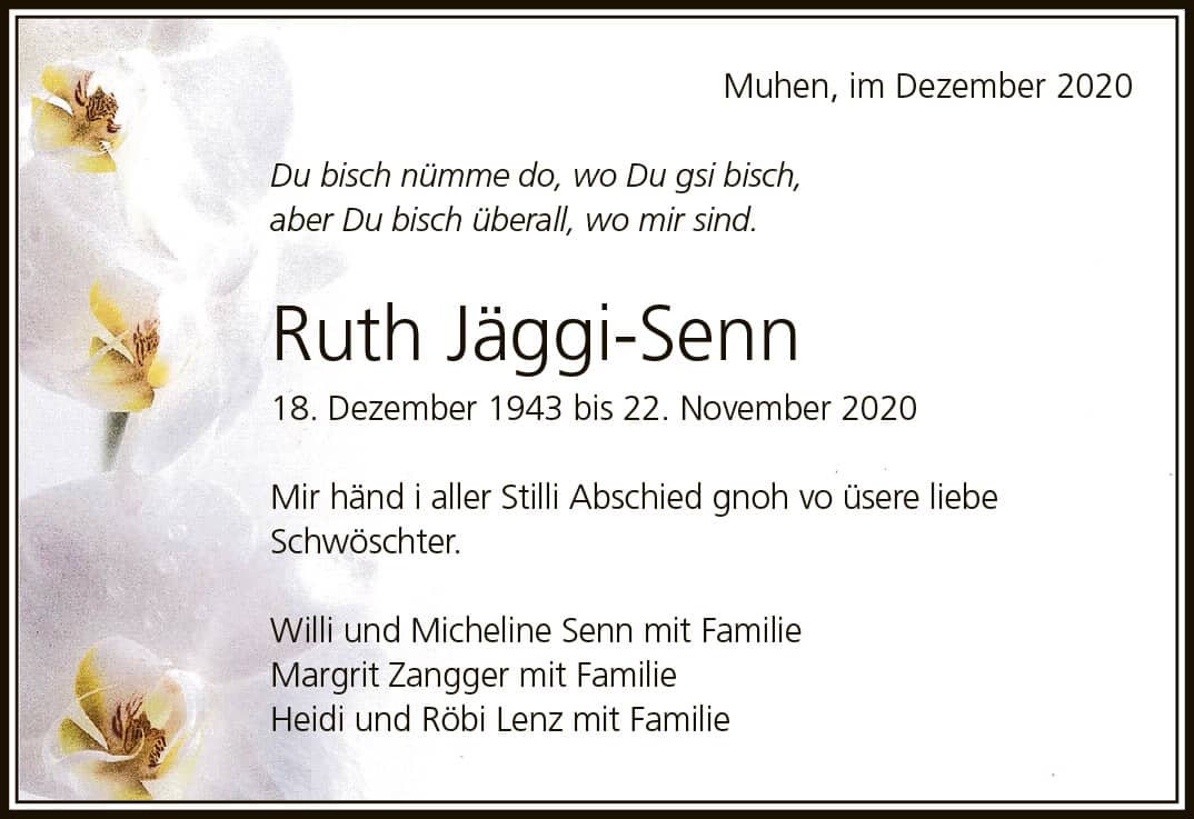 Todesanzeige Ruth Jäggi-Senn 1943 | Der Landanzeiger
