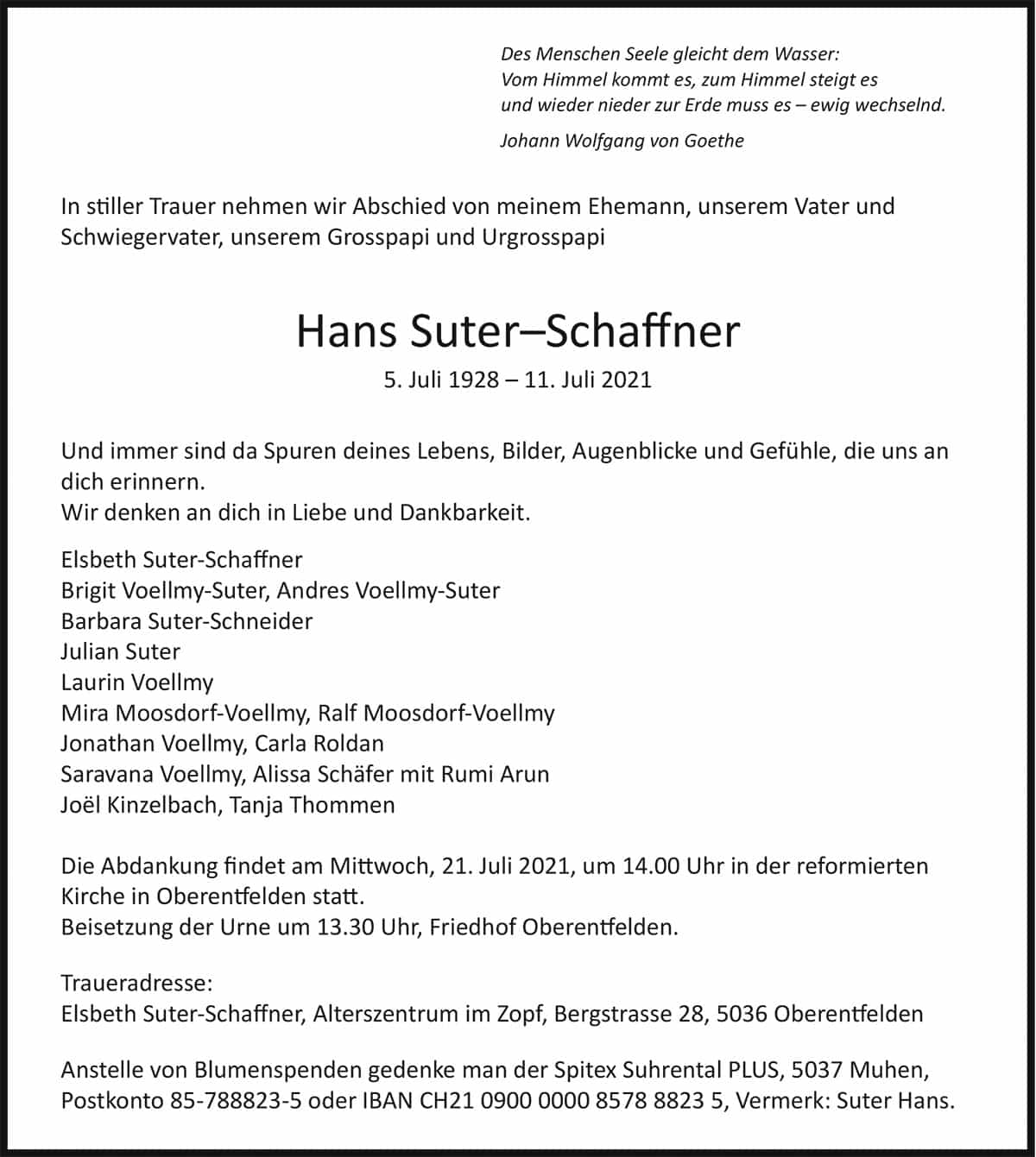 Todesanzeige Hans_Suter-Schaffner_1928