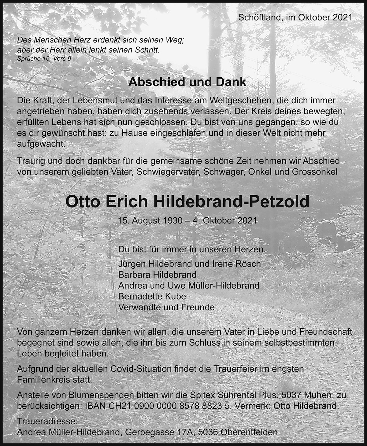 Todesanzeige Otto_Erich_Hildebrand_Petzold_1930 | Der Landanzeiger