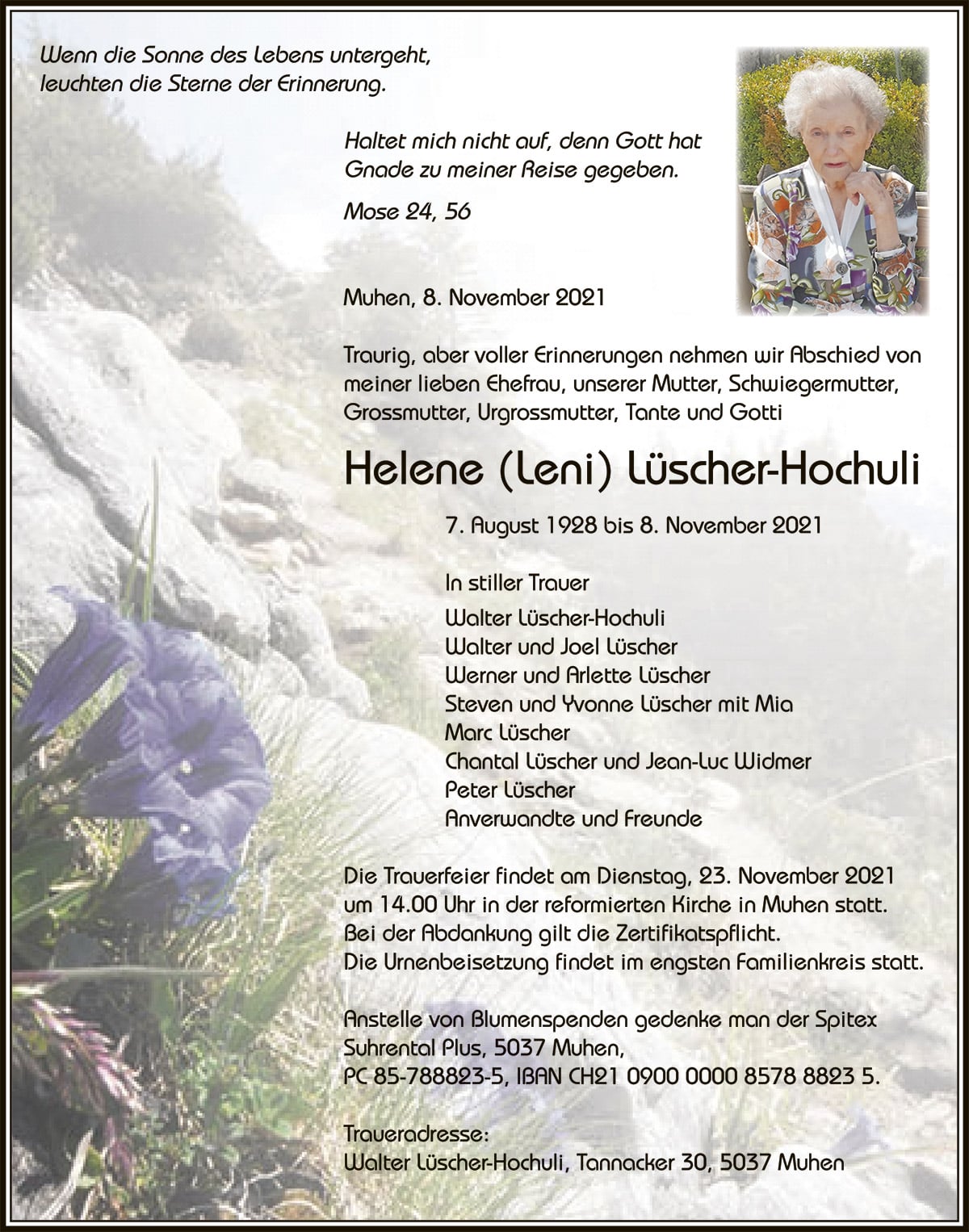 Todesanzeige Helene_Luescher-Hochuli_1928 | Der Landanzeiger