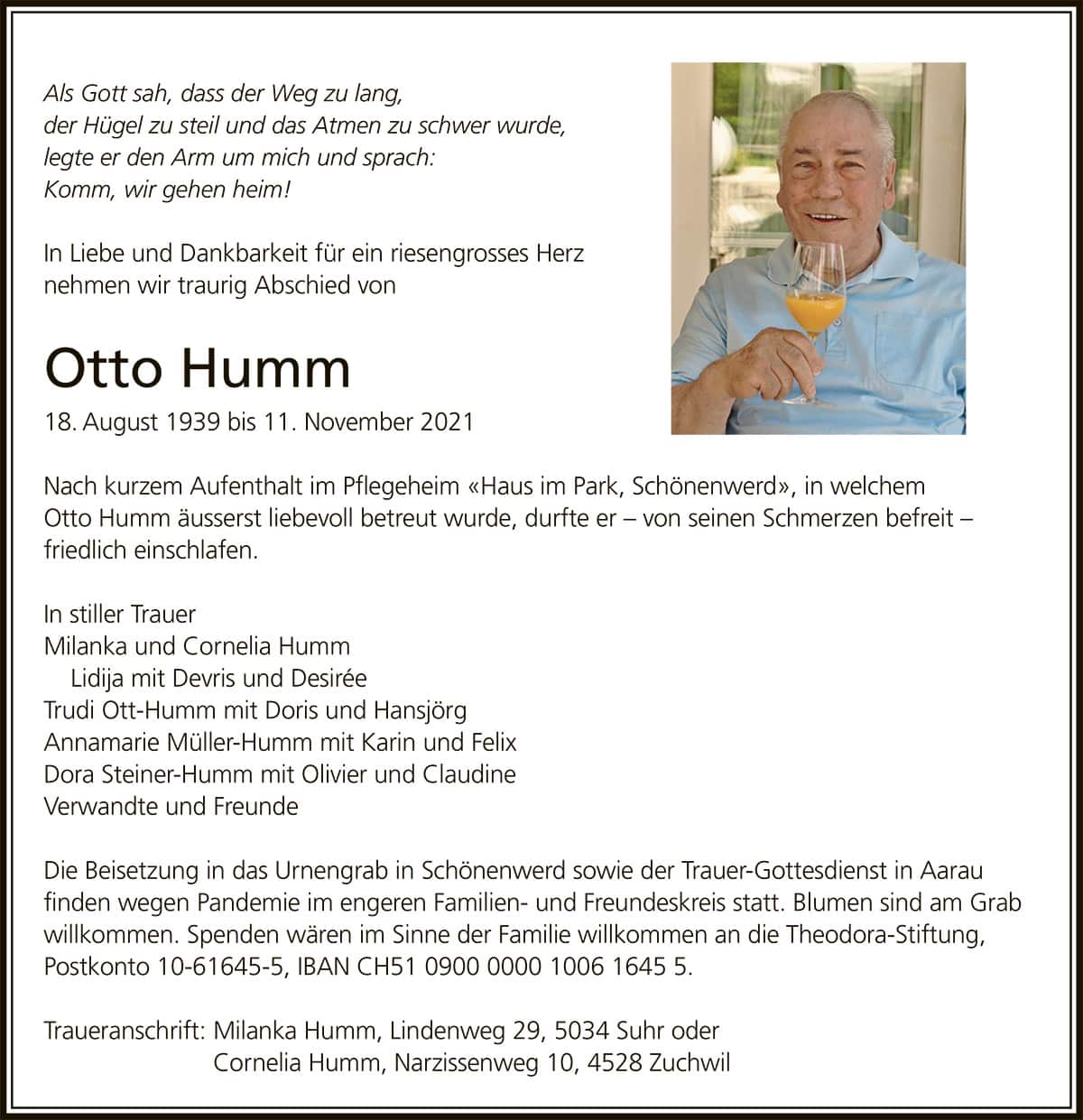 Todesanzeige Otto_Humm_1939 | Der Landanzeiger
